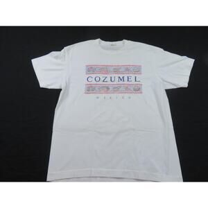 Cozumel Mexico Sea Shell Graphic White T-shirt Sz XL 1990s